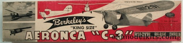 Berkeley 1/8 Aeronca C-3 King Size - RC Flying Model Airplane Kit, 3-5 plastic model kit